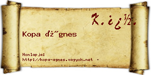 Kopa Ágnes névjegykártya