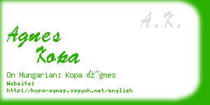 agnes kopa business card